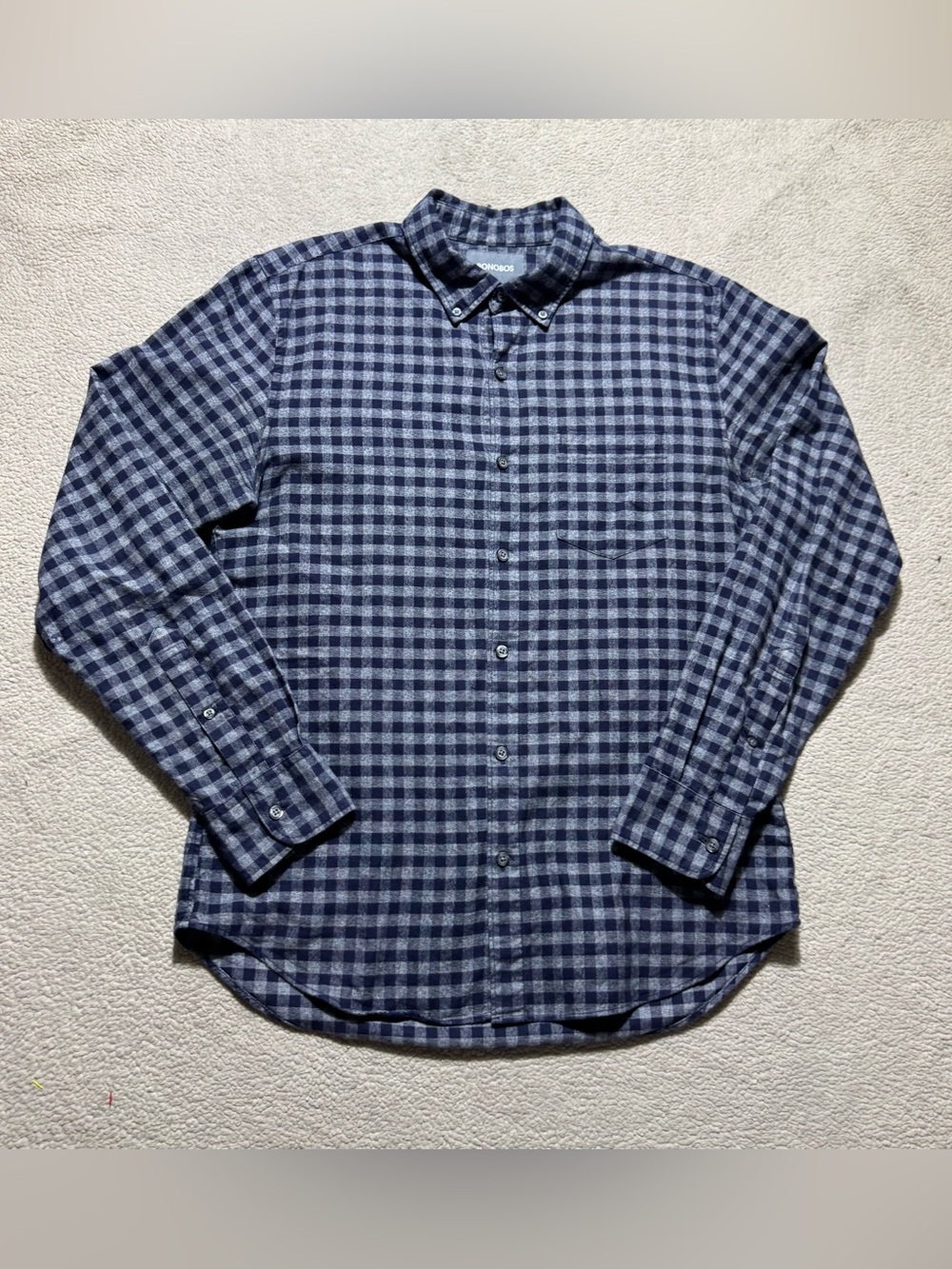 Bonobos Shirt Mens Medium Slim Fit Black Gray Checker Button-Up Long Sleeve Tee